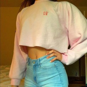 Top shop cropped crew neck pink